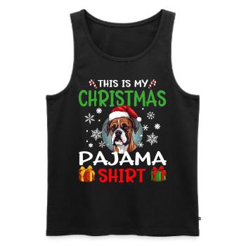 Boxer chien Noël pyjama joyeux Noël - Débardeur bio Premium Homme - noir - Devant - AI Model Male 178 light (178cm)