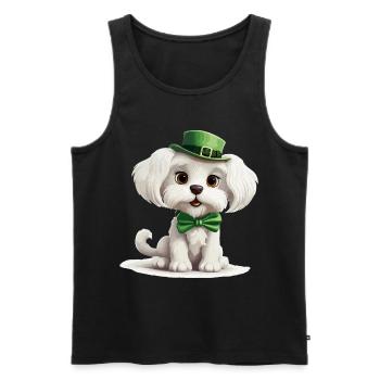 Chien maltais Fête de la Saint-Patrick Fête de la Saint-Patrick - Débardeur bio Premium Homme - noir - Devant - AI Model Male 178 light (178cm)