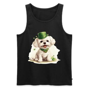 Chien maltais Fête de la Saint-Patrick Fête de la Saint-Patrick - Débardeur bio Premium Homme - noir - Devant - AI Model Male 178 light (178cm)