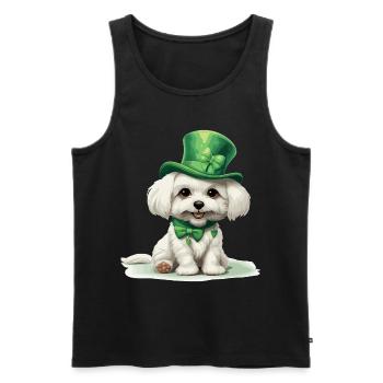 Chien maltais Fête de la Saint-Patrick Fête de la Saint-Patrick - Débardeur bio Premium Homme - noir - Devant - AI Model Male 178 light (178cm)