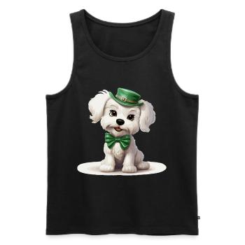 Chien maltais Fête de la Saint-Patrick Fête de la Saint-Patrick - Débardeur bio Premium Homme - noir - Devant - AI Model Male 178 light (178cm)