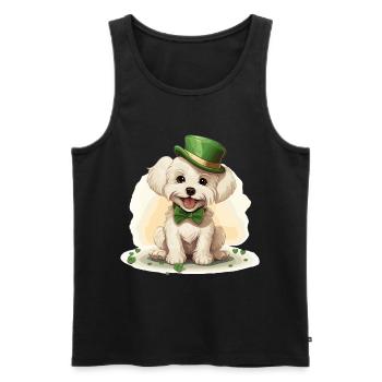Chien maltais Fête de la Saint-Patrick Fête de la Saint-Patrick - Débardeur bio Premium Homme - noir - Devant - AI Model Male 178 light (178cm)
