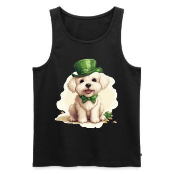 Chien maltais Fête de la Saint-Patrick Fête de la Saint-Patrick - Débardeur bio Premium Homme - noir - Devant - AI Model Male 178 light (178cm)
