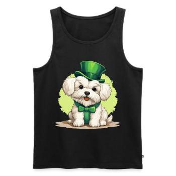 Chien maltais Fête de la Saint-Patrick Fête de la Saint-Patrick - Débardeur bio Premium Homme - noir - Devant - AI Model Male 178 light (178cm)