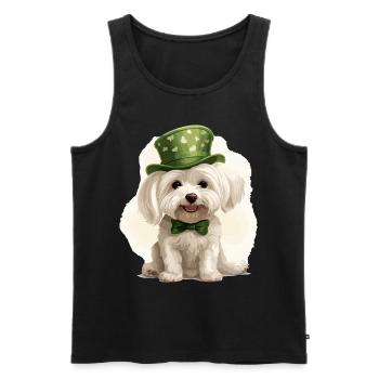 Chien maltais Fête de la Saint-Patrick Fête de la Saint-Patrick - Débardeur bio Premium Homme - noir - Devant - AI Model Male 178 light (178cm)