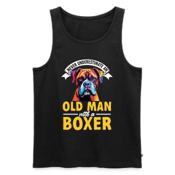 Boxer Dog Race Pet - Ne sous-estimez jamais un - Débardeur bio Premium Homme - noir - Devant - Michal (187cm)