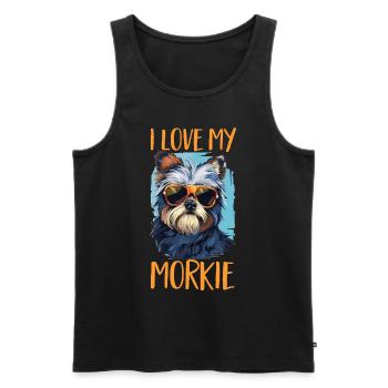 Morkie chien race animal de compagnie j’aime mon Morkie - Débardeur bio Premium Homme - noir - Devant - Michal (187cm)