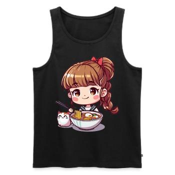 Ramen Cat Lover Cute Anime Girl Eating Ramen Otaku - Männer Premium Bio Tank Top - Schwarz - Vorne - Michal (187cm)