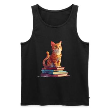 Cats and Books Reading Bookworm Funny & Cut - Men's Premium Organic Tank Top - black - Front - Michal (187cm)