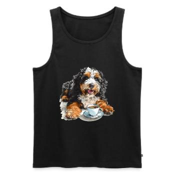 Bernedoodle chien de race animal de compagnie Bernedoodle avec café - Débardeur bio Premium Homme - noir - Devant - Michal (187cm)