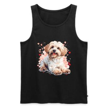 Maltipoo Chien Race Animal Mignon Drôle Graphique - Débardeur bio Premium Homme - noir - Devant - Michal (187cm)