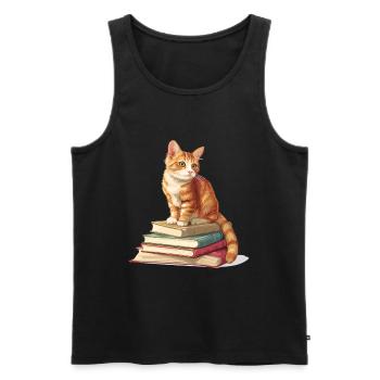 Cats and Books Reading Bookworm Funny & Cute - Men's Premium Organic Tank Top - black - Front - Michal (187cm)