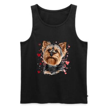 Yorkshire Terrier Yorkie Chien Race Animal Mignon - Débardeur bio Premium Homme - noir - Devant - Michal (187cm)