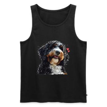 Bernedoodle chien race animal mignon Bernedoodle graphique - Débardeur bio Premium Homme - noir - Devant - Michal (187cm)