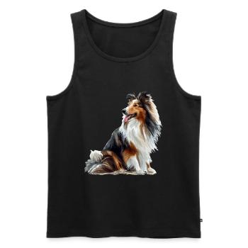 Shetland Sheepdog Sheltie Dog Breed Pet Cute - Men's Premium Organic Tank Top - black - Front - AI Model Male 178 light (178cm)