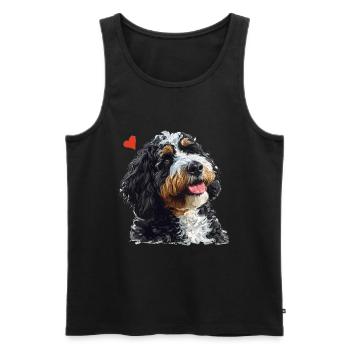Bernedoodle chien race animal mignon Bernedoodle graphique - Débardeur bio Premium Homme - noir - Devant - Michal (187cm)