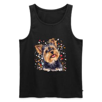 Yorkshire Terrier Yorkie Chien Race Animal Mignon - Débardeur bio Premium Homme - noir - Devant - Michal (187cm)
