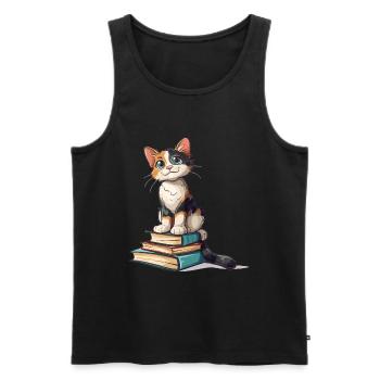 Cats and Books Reading Bookworm Funny & Cute - Men's Premium Organic Tank Top - black - Front - Michal (187cm)