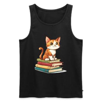 Cats and Books Reading Bookworm Funny & Cute - Men's Premium Organic Tank Top - black - Front - Michal (187cm)