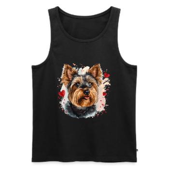 Yorkshire Terrier Yorkie Chien Race Animal Mignon - Débardeur bio Premium Homme - noir - Devant - Michal (187cm)