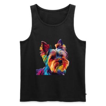 Yorkshire Terrier Yorkie Dog Pop Art Colorful - Men's Premium Organic Tank Top - black - Front - Michal (187cm)