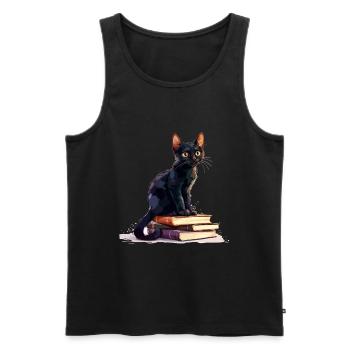Cats and Books Reading Bookworm Funny & Cute - Men's Premium Organic Tank Top - black - Front - Michal (187cm)