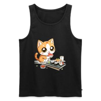 Chats et Sushi Japonais Nourriture Chaton Kawaii Anime - Débardeur bio Premium Homme - noir - Devant - AI Model Male 178 light (178cm)