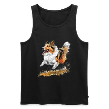 Shetland Sheepdog Sheltie Dog Breed Pet Cute - Men's Premium Organic Tank Top - black - Front - AI Model Male 178 light (178cm)