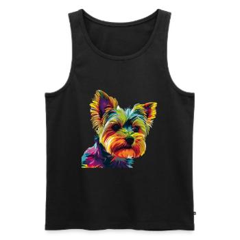 Yorkshire Terrier Yorkie Dog Pop Art Colorful - Men's Premium Organic Tank Top - black - Front - Michal (187cm)