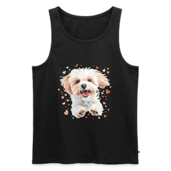 Maltipoo Chien Race Animal Mignon Drôle Graphique - Débardeur bio Premium Homme - noir - Devant - Michal (187cm)