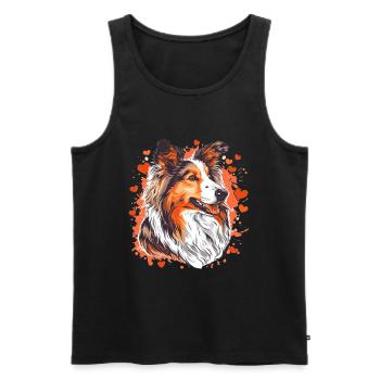 Shetland Sheepdog Sheltie Dog Breed Pet Cute - Men's Premium Organic Tank Top - black - Front - AI Model Male 178 light (178cm)
