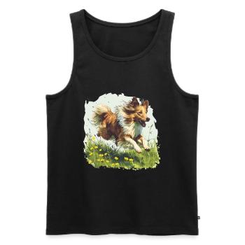 Shetland Sheepdog Sheltie Dog Breed Pet Cute - Men's Premium Organic Tank Top - black - Front - AI Model Male 178 light (178cm)