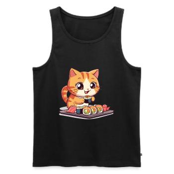 Chats et Sushi Japonais Nourriture Chaton Kawaii Anime - Débardeur bio Premium Homme - noir - Devant - AI Model Male 178 light (178cm)
