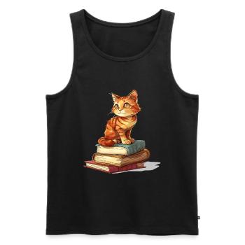 Cats and Books Reading Bookworm Funny & Cute - Men's Premium Organic Tank Top - black - Front - Michal (187cm)