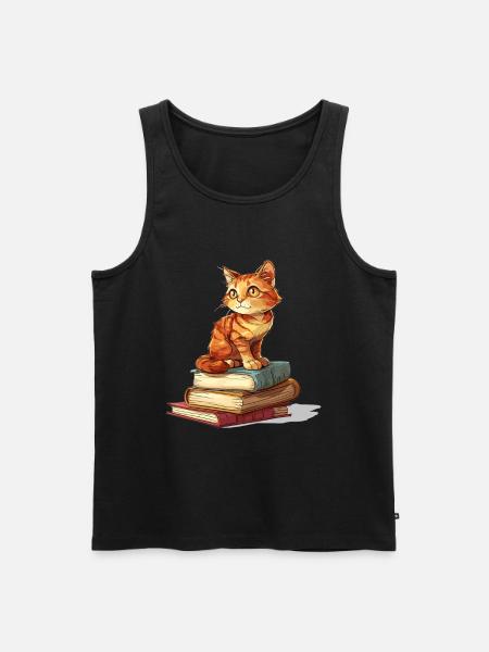 Katte og bøger Læsning Bookworm Funny & Cute - Herre Premium økologisk tanktop - sort