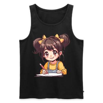 Anime Girl Sketching Art Anime Kawaii Otaku - Men's Premium Organic Tank Top - black - Front - Michal (187cm)