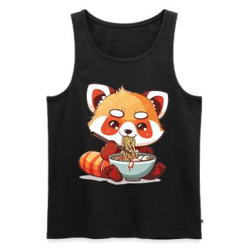 Panda roux kawaii mangeant de la soupe de nouilles Ramen Anime - Débardeur bio Premium Homme - noir - Devant - AI Model Male 178 light (178cm)