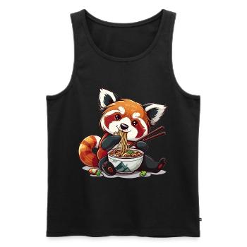 Panda roux kawaii mangeant de la soupe de nouilles Ramen Anime - Débardeur bio Premium Homme - noir - Devant - AI Model Male 178 light (178cm)