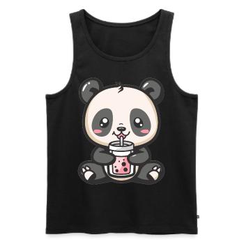 Kawaii Panda Boire Bubble Tea Boba Anime Mignon - Débardeur bio Premium Homme - noir - Devant - Michal (187cm)