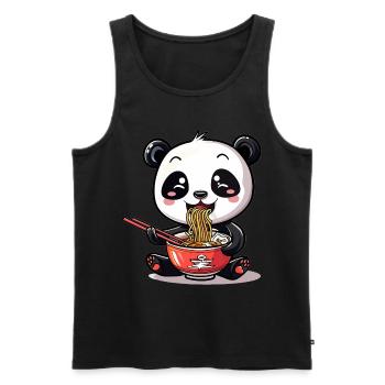 Kawaii Panda eating Ramen Noodle Soup Cute Graphic - Men's Premium Organic Tank Top - black - Front - AI Model Male 178 light (178cm)