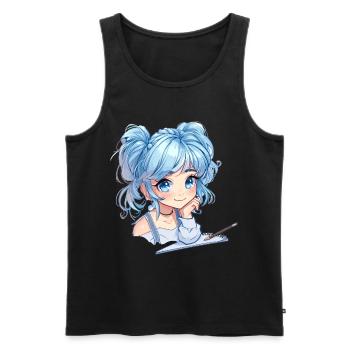 Anime et Sketching Girl Sketching Otaku Graphique - Débardeur bio Premium Homme - noir - Devant - AI Model Male 178 light (178cm)