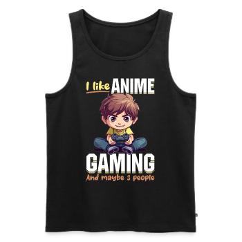 Anime Gaming Boy Manga Gamer Otaku I Like Anime - Men's Premium Organic Tank Top - black - Front - Michal (187cm)