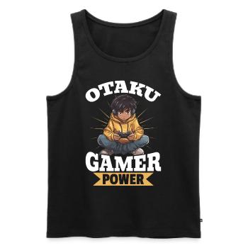 Anime Gaming Boy Manga GamerOtaku Gamer Power - Men's Premium Organic Tank Top - black - Front - AI Model Male 178 light (178cm)