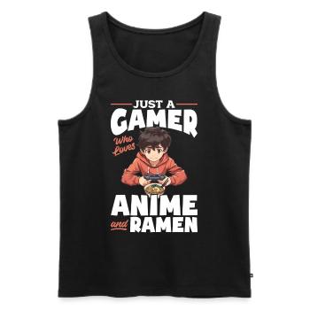 Anime Ramen Gaming Boy Manga Gamer Otaku - Débardeur bio Premium Homme - noir - Devant - Michal (187cm)