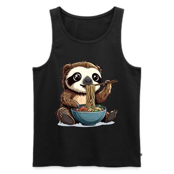 Kawaii Sloth eating Ramen Noodle Soup Anime Cute - Men's Premium Organic Tank Top - black - Front - Michal (187cm)
