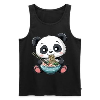 Kawaii Panda mangeant Ramen Soupe de nouilles Anime Mignon - Débardeur bio Premium Homme - noir - Devant - Michal (187cm)