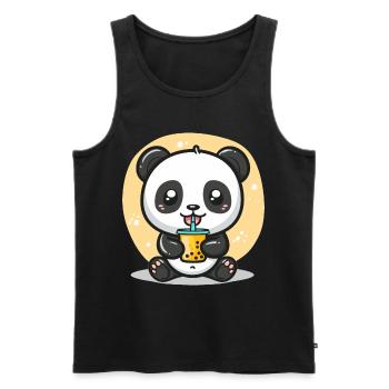 Kawaii Panda Boire Bubble Tea Boba Anime Mignon - Débardeur bio Premium Homme - noir - Devant - Michal (187cm)