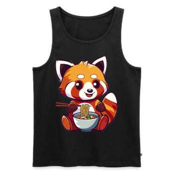 Panda roux kawaii mangeant de la soupe de nouilles Ramen Anime - Débardeur bio Premium Homme - noir - Devant - AI Model Male 178 light (178cm)