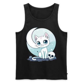 Goth Pastel Cute Creepy Kawaii Cat Kitten - Men's Premium Organic Tank Top - black - Front - Michal (187cm)