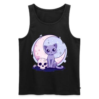 Goth Pastel Cute Creepy Kawaii Cat Kitten - Men's Premium Organic Tank Top - black - Front - Michal (187cm)
